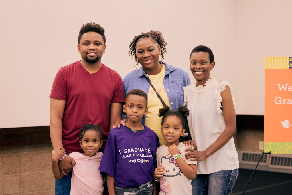 Family of five with a Family Educator.