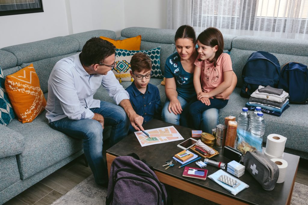 Family talking through emergency plan