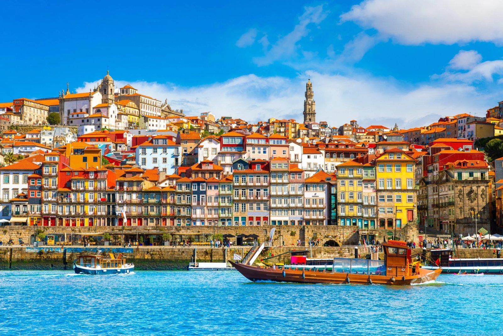 Colorful buildings along Porto’s Ribeira riverfront on the Douro River
